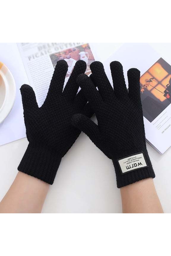 Gloves for Men,Snow Gloves Men Can Enable Screen Gloves Men Warm Stretch Knitted Gloves Mittens Winter Keep Warm Knitting Golves Students Outdoor Riding Hiking Mittens Ski Gloves Black