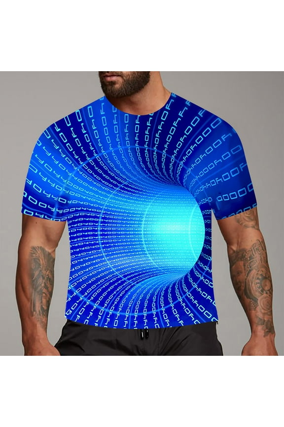 Graphic Tees Men Mens Shirts Funny Shirts Fashion 3D Print T Shirts Funny Graphics Pattern Crewneck Short Sleeve Tees Summer Tops Blue 2Xl