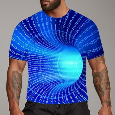 IDALL Graphic Tees Men Mens Shirts Funny Shirts Fashion 3D Print T Shirts Funny Graphics Pattern Crewneck Short Sleeve Tees Summer Tops Blue L