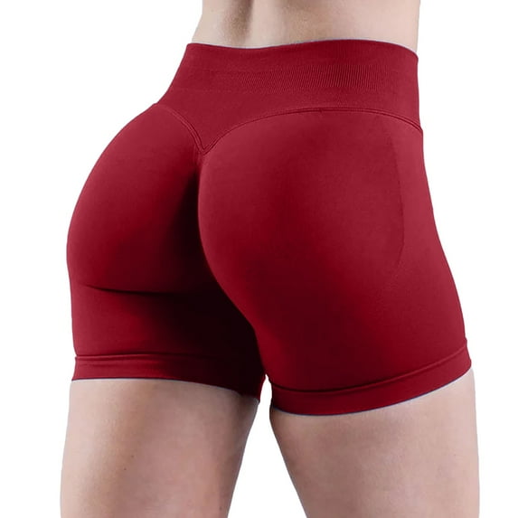 IDALL Gym Shorts Women Biker Shorts Women High Waist Biker Shorts For Women No Front Seam Soft Hidden Butt Scrunch Shorts Yoga Workout Gym Shorts Workout Shorts Yoga Shorts Red 2 XL