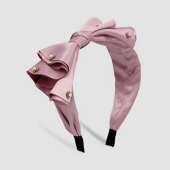 IDALL Hair Bands for Women'S Hair Hair Bows Fashion Headbands For Women Girls Headbands Vintage Bow Headband Wide Top Knot Pearls Hair Hoops For Casual Wedding Hair Accessories Pink One Size