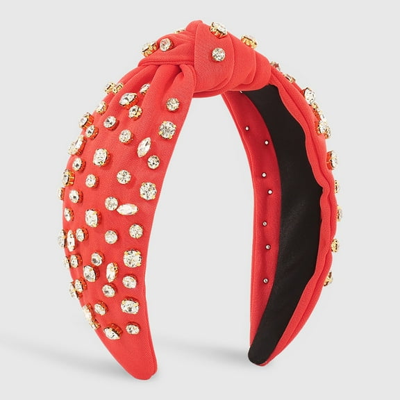 IDALL Hair Bands for Women'S Hair Hair Bows Fashion Headbands For Women Girls Headbands Vintage Headband Wide Top Knot Rhinestone Hair Hoops For Casual Wedding Hair Accessories Red 2 One Size