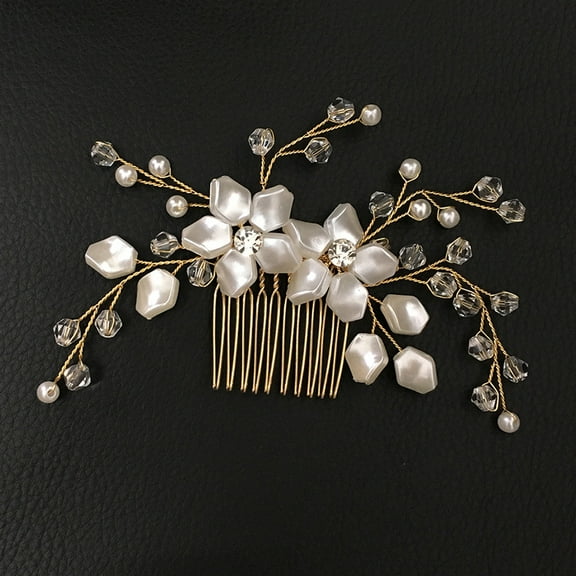 IDALL Hair Clips Hair Barrettes Crystal Pearl Flower Hair Pin Clip Comb Wedding Bridal Bridesmaid Hair Accessory Baby Hair Clips Flat Hair Clips Gold One Size