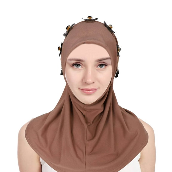 IDALL Head Scarf Headbands for Women Easy Wear Soft Hijab For Women Instant Hijab Scarf Turbans Prayer Scarf Muslim Abayas Dress Clothes Bandanas for Women Turban Khaki One Size