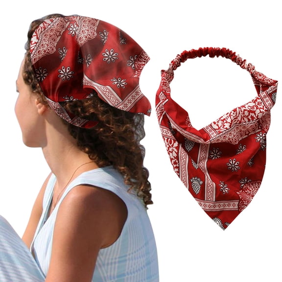 IDALL Head Scarf Headbands for Women Floral Hair Bandanas Head Kerchief Women Bandana Print Hair Scarf Triangle Hair Kerchief With Ties Head Scarf Bandanas for Women Turban D One Size