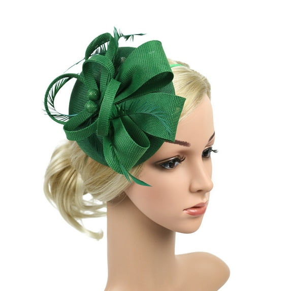 IDALL Headbands for Women,Hair Accessories Handmade Women Hair Clip Feather Wedding Casual Fascinator Headpieces Skincare Headband,Makeup Headband Green