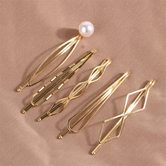 IDALL Headbands for Women,Hair Accessories INS Women Cute Girl Pearl Bead Barrette Clip Hairpin Hair Accessories 5PC Gift Skincare Headband,Makeup Headband Gold