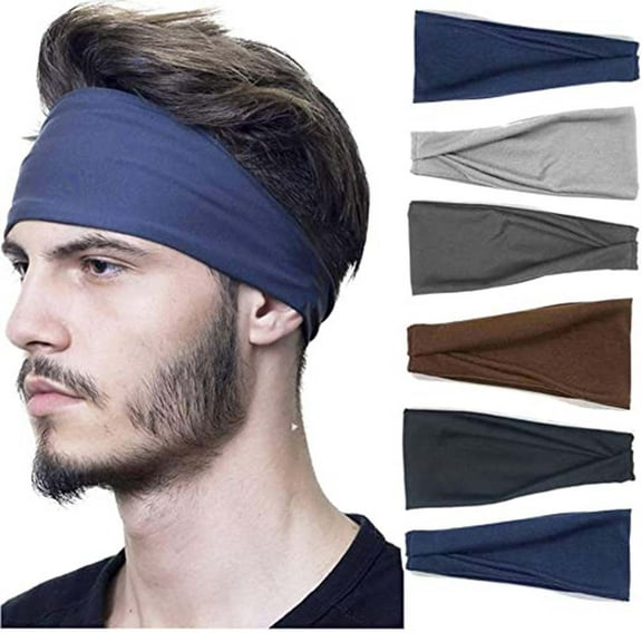 IDALL Headbands for Women Head Scarf Stretch Head 6PC Mens Wrap Headband Men Thin Elastic Sweatband Hair Sports Headband Turban Bandanas for Women Multi-color One Size