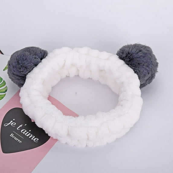 IDALL Headbands for Women,Hair Accessories Women Ladies Fluffy Elastic Hairband Band Panda Ear Cute Head Lovely Hair Band Skincare Headband,Makeup Headband Grey
