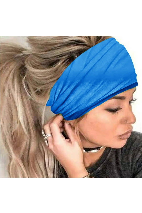 Headbands for Women Head Scarf Women Print Headband Elastic Head Wrap Hair Band Bandana Headband Turban Bandanas for Women Blue One Size