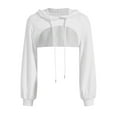 thumbnail image 1 of IDALL Hoodies for Women Essentials Hoodie Women's Crop Hoodie Pullover Very Short Sweatshirts Long Sleeve Pullover Round Collar Cut Outs Shirts With Hood Crop Tops Fall Outfits White M, 1 of 1