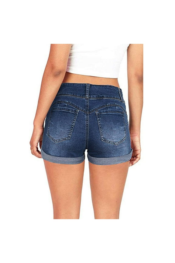 Jean Shorts Shorts for Women Women Low Waisted Washed Solid Short Mini Jeans Denim Pants Shorts Denim Shorts Jorts Women Blue M