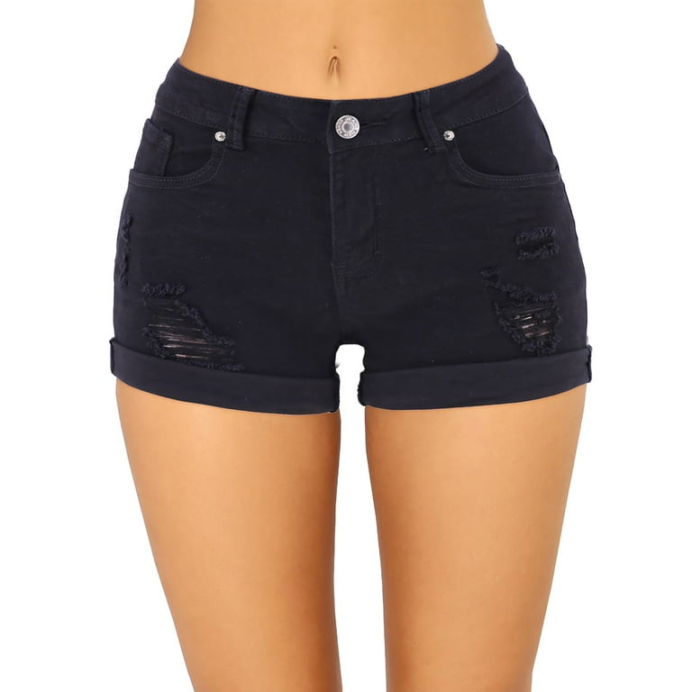 パンツ ANCELLM / Denim Shorts / size 2 / Black Pre-Styled Denim Shorts with Silk Boxer in GREY AGED