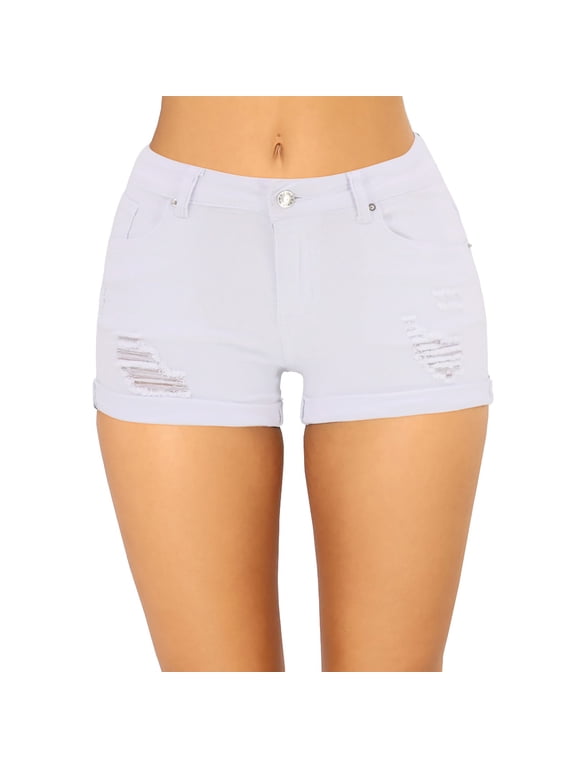 Jean Shorts Workout Shorts Women Denim Shorts Low Rise Ripped Stretchy Jeans Shorts Cuffed Hem Denim Shorts Booty Shorts for Women White XL