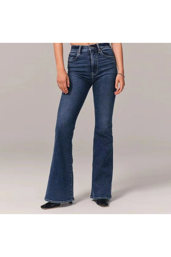 Jeans for Women Stretchy Jeans 2023 Jeans For Women High Waist Baggy Wide Leg Jeans Stretchy Denim Pants Y2 K Straight Leg Jeans Baggy Jeans Dark Blue XL