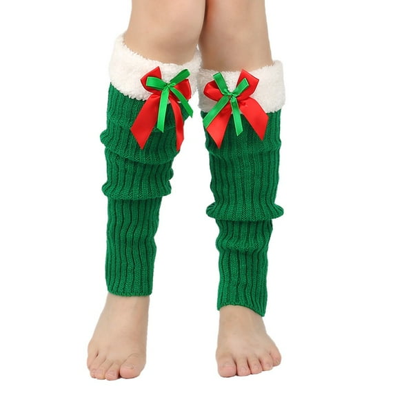 IDALL Leg Warmer Christmas Stockings Winter Hairy Socks With Plush Knit Pile Leg Guards Foot Butterfly Woolen Mouth Socks Thigh High Stockings Cotton Socks Clearance Sale Green One Size