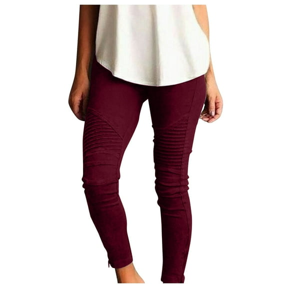 IDALL Leggings for Women Yoga Pants Women Womens Large Multi Color Fashion Casual Slim Fitting Solid Color Elastic Pants With Pockets Cotton Pants Petite Pants Red S