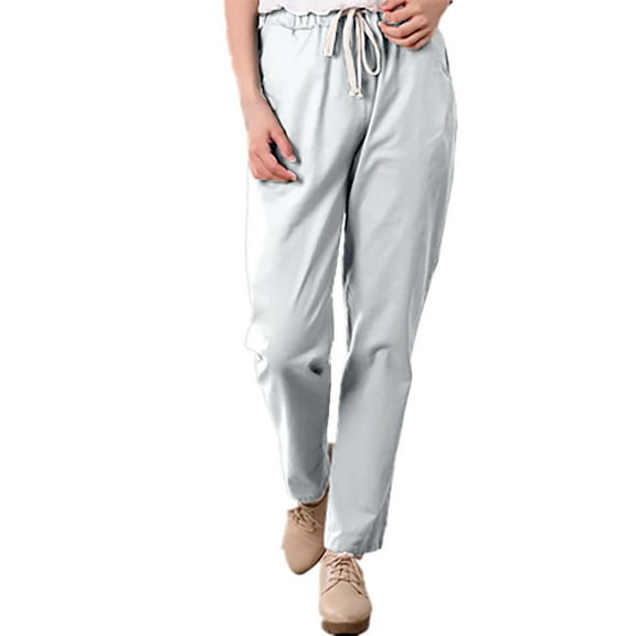 IDALL Linen Pants Women Harem Pants Women Pocket Elastic Breathable Trousers Loose Cotton Waist Pant Womens Pants Lounge Pants Women Baggy Pants Gray XL