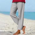 thumbnail image 1 of IDALL Linen Pants Women Petite Pants Cotton Linen Straight Leg Pants For Women Boho Summer Casual Loose Plus Size High Waist Trousers Beach Outfits Baleaf Pants Women Summer Pants Gray 1 2XL, 1 of 7
