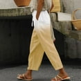thumbnail image 1 of IDALL Linen Pants Women Petite Pants Linen Capris For Women Summer High Waisted Wide Leg Plus Size Capri Pants Lightweight Capri Trousers S 5Xl Lounge Pants Women Summer Pants White XL, 1 of 5