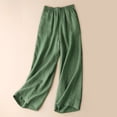 thumbnail image 1 of IDALL Linen Pants Women Petite Pants Women Cotton And Linen Solid Color Drape Casual Fashion Oversized Pants Lounge Pants Women Plus Size Pants Green 2XL, 1 of 3