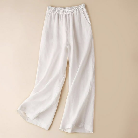 IDALL Linen Pants Women Petite Pants Women Cotton And Linen Solid Color Drape Casual Fashion Oversized Pants Lounge Pants Women Plus Size Pants White XL
