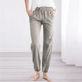 thumbnail image 1 of IDALL Linen Pants Women Petite Pants Women Solid Cotton And Linen Drawstring Loose Casual Leggings Lounge Pants Women Baggy Pants Gray L, 1 of 4
