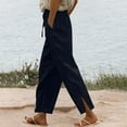 thumbnail image 1 of IDALL Linen Pants Women Petite Pants Women Summer Long Solid Color Cotton Linen Straight Leg Loose Casual Pants Lounge Pants Women Baggy Pants Black XL, 1 of 7