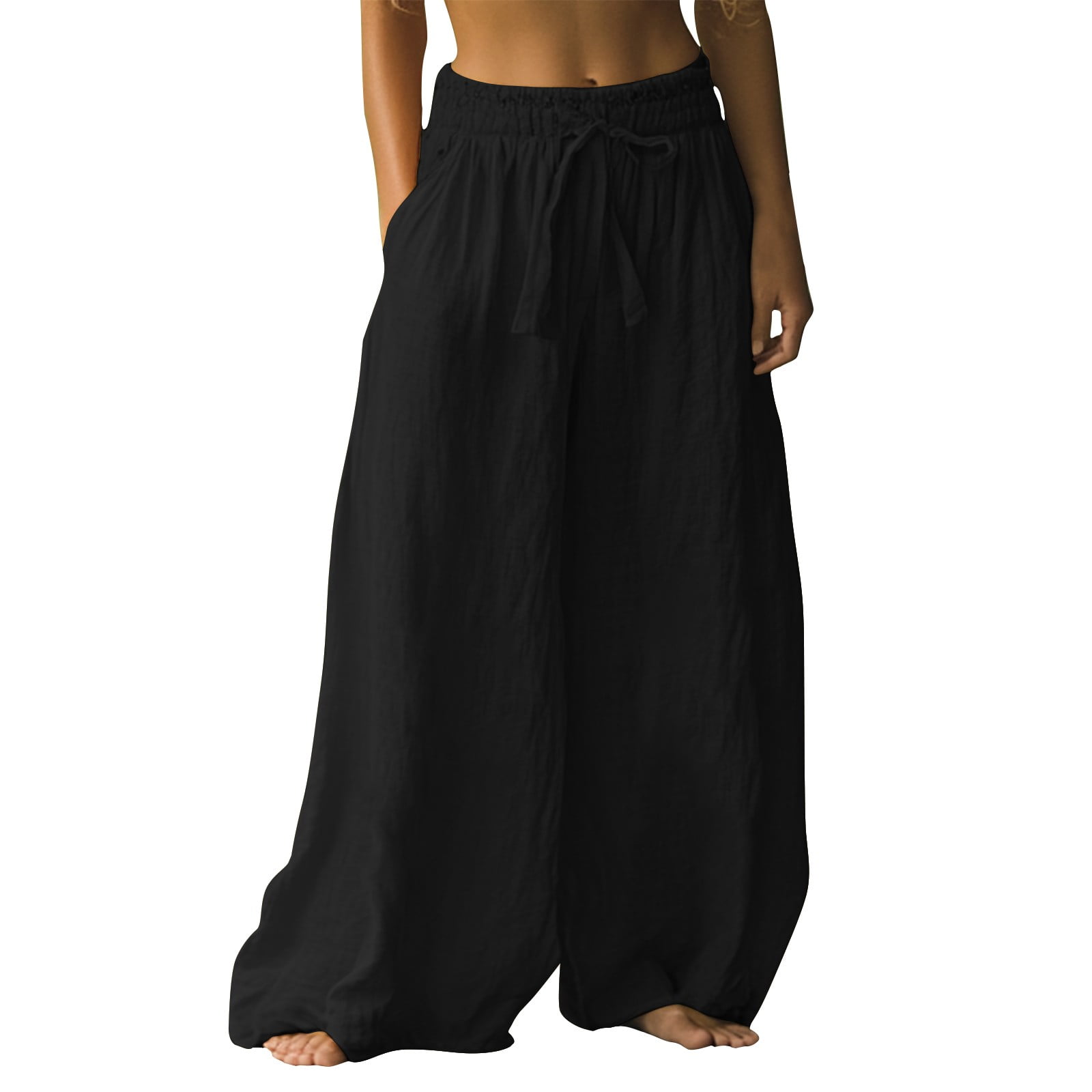 IDALL Linen Pants Women Wide Leg Pants Woman Baggy Pants Lounge Pants ...