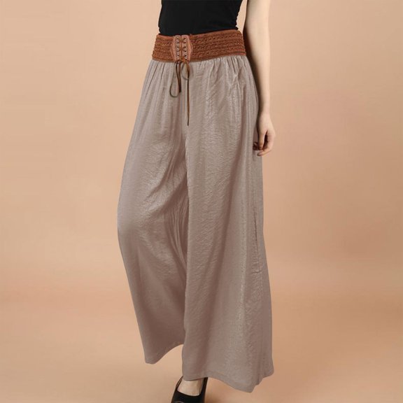 IDALL Linen Pants Women Wide Leg Pants Woman Loose Summer Thin Pants Large Size Casual Pants For Foreign Trade Women Big Feet Loose Pants Lounge Pants Women Plus Size Pants Khaki A