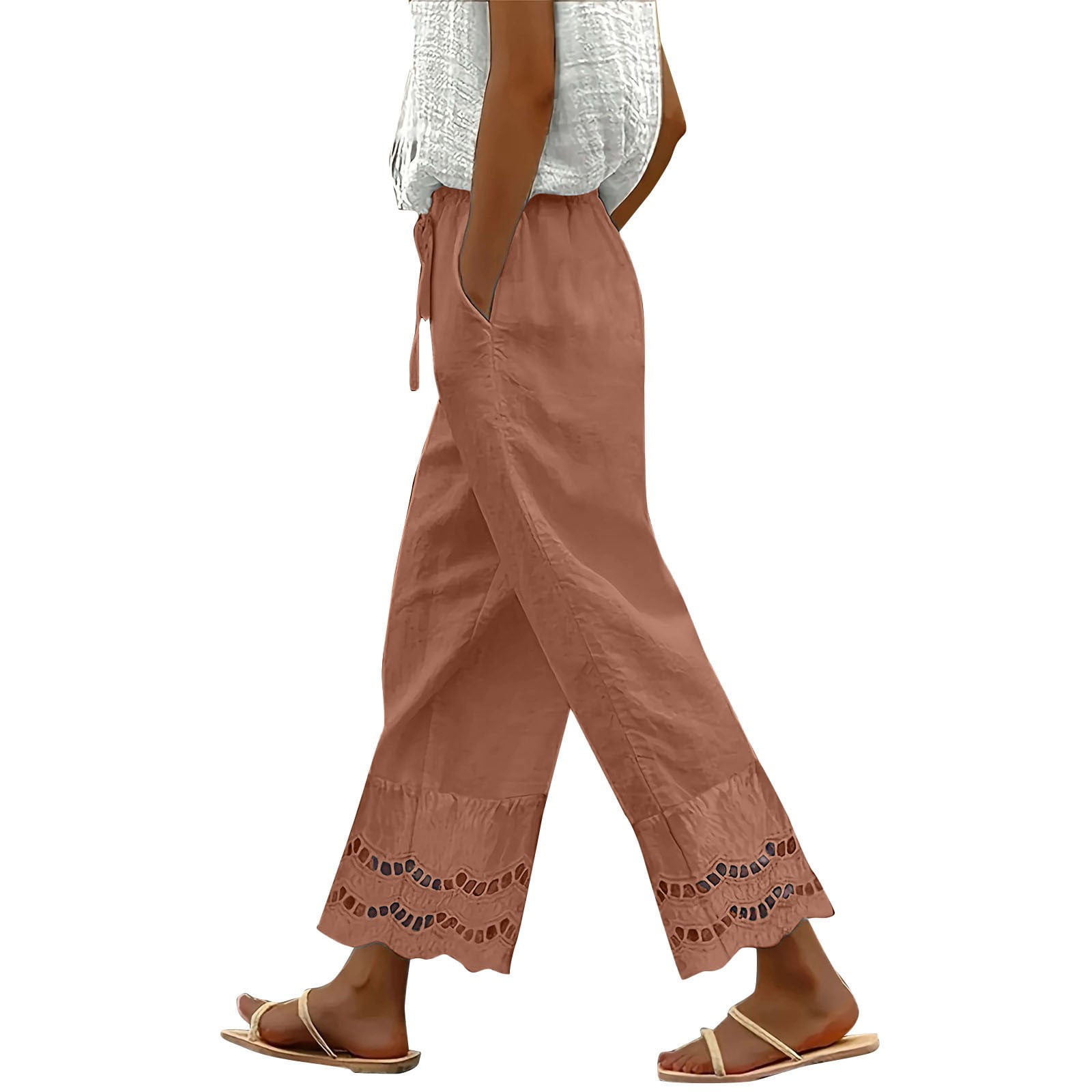 IDALL Linen Pants Women Wide Leg Pants Woman Summer 2025 New Women's ...