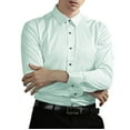 thumbnail image 1 of IDALL Long Sleeve Shirts for Men Dress Shirts for Men Mens Shirts Non Ironing Elastic Long Sleeved Shirt Long Sleeved Lapel Button Shirt Shirt Comfort Colors Tshirt Mint Green 3XL, 1 of 3
