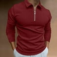 thumbnail image 1 of IDALL Long Sleeve Shirts for Men Shirts for Men Mens Shirts Male Autumn Striped Fabric T Shirt Zipper Turn Down Collar Long Sleeve Tops T Shirt Camisas Para Hombres Red 2XL, 1 of 5