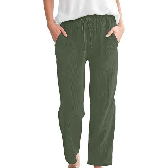 IDALL Lounge Pants Women Joggers for Women Womens Daily Elastic Waist Straight Solid Color Casual Pants Loose Long Corduroy Trousers Sweatpants Women Womens Pants Mint Green S