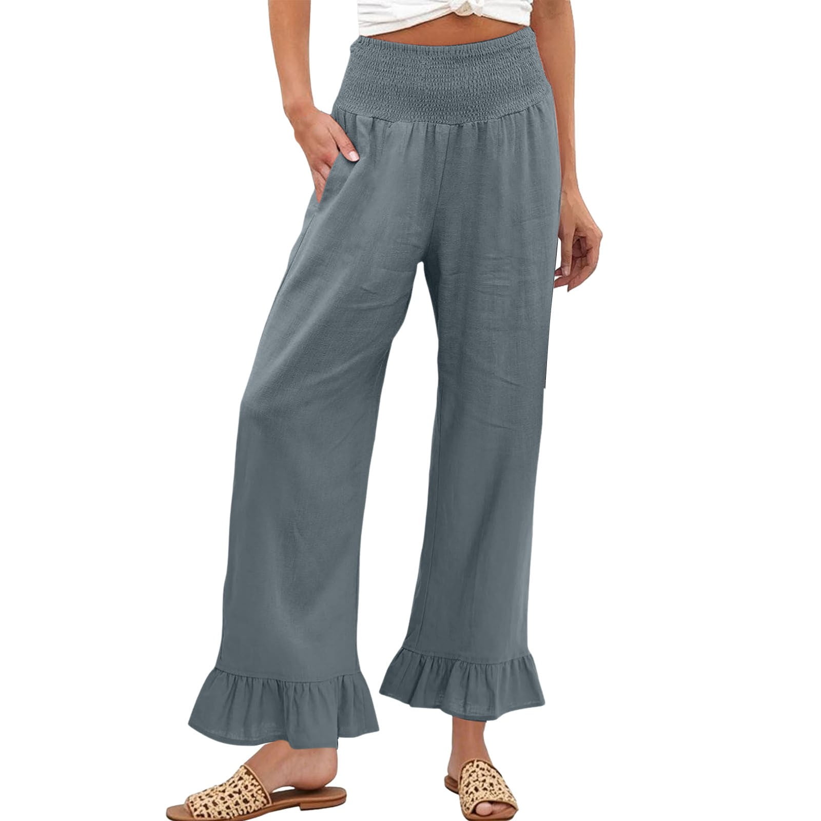 IDALL Lounge Pants Women Wide Leg Pants Woman Women Linen Pants Summer ...
