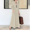 thumbnail image 1 of IDALL Maxi Dresses,Casual Dresses Women's Casual Button Down Cotton Linen Long Shirt Dress With Pockets Long Sleeve Dress,Long Dresses,Womens Dresses A Dress L, 1 of 5