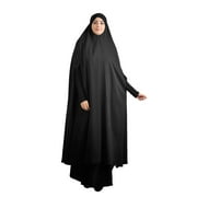 IDALL Maxi Dresses,Long Sleeve Dress Women's Muslim Islam Pure Color Summer Ventilative Abaya Long Dress Long Dresses,Womens Dresses,Casual Dresses for Women Black Dress L