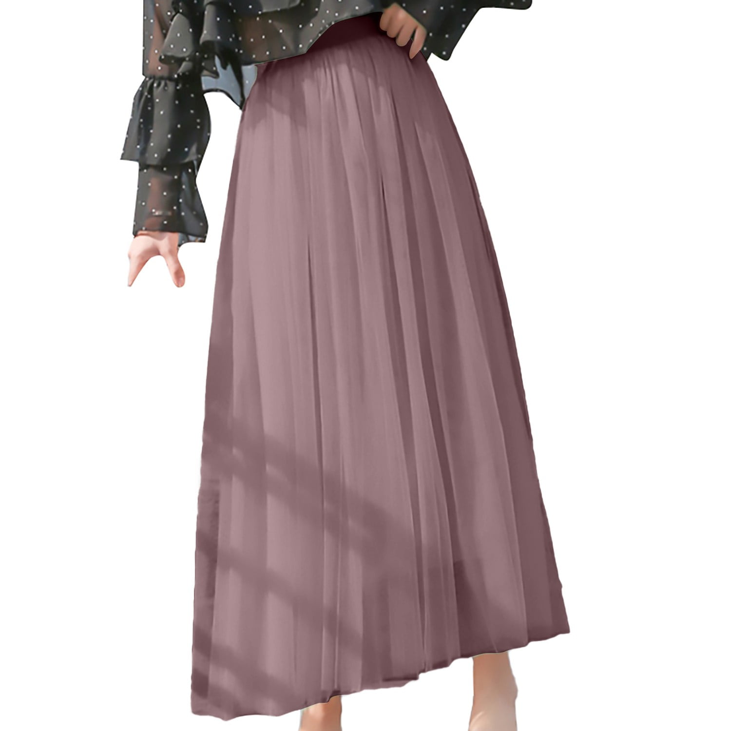 【COLOR iN ID】Pleated layered snap skirt IDALL Maxi Skirt,Pleated Skirts Women's Triple Solid Color