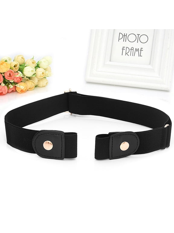 Mens Belt Western Belts 2Pcs/Set No Buckle Stretch Belt Buckless Belt Elastic Belt Unisex For Jeans Pants Wide Belts Clearance Black One Size