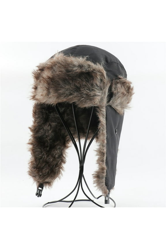 Mens Hats,Winter Hats Cap Men's Waterproof Thunderhead Windproof Ski Cap Cold Ear Cap Baseball Caps Ushanka,Trapper Hat Black