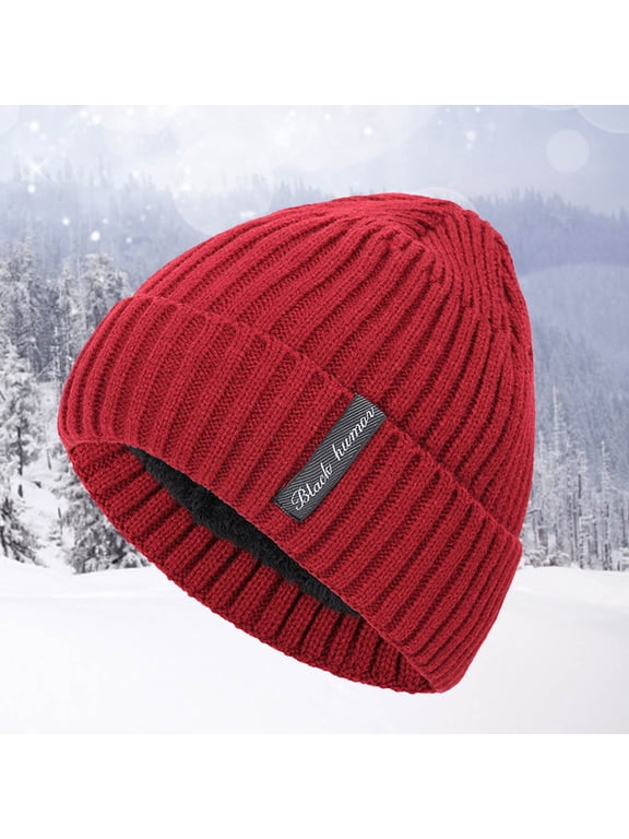 Mens Hats,Winter Hats Men And Women Knitted Warm Hat Autumn And Winter Thickened Cap Ushanka,Trapper Hat Wine