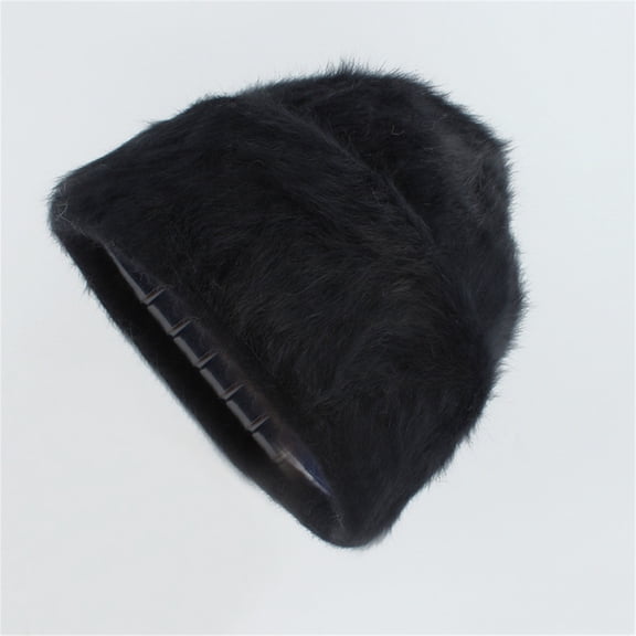 IDALL Mens Hats,Winter Hats Unisex Wool Cap Smooth Board Solid Warm Brimless Plush Cap Ushanka,Trapper Hat Black