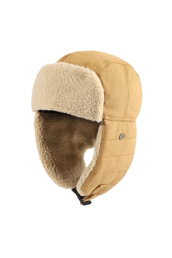 Mens Hats,Winter Hats Women's Foldable Handmade Ear Protection Warm Wool Cap Cotton Slouchy Hat Knitted Hat Windproof Cold Sweat Hat Ushanka,Trapper Hat Khaki