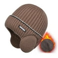 thumbnail image 1 of IDALL Mens Hats,Winter Hats Women's Foldable Handmade Ear Protection Warm Wool Cap Cotton Slouchy Hat Knitted Hat Windproof Cold Sweat Hat Ushanka,Trapper Hat A, 1 of 5