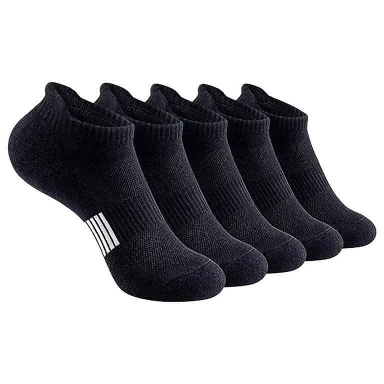IDALL Mens Socks No Show Socks Men s Basketball Socks Solid Color Short Socks 5PC Hiking Socks Running Socks Black Walmart