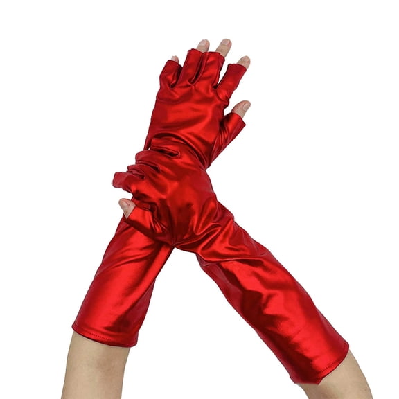 IDALL Mesh Gloves Sparkle Gloves Women Sparkly Gloves Women Dress Gloves Sparkly Fingerless Gloves Vintage Gloves Sequined Arm Sleeves Red One Size