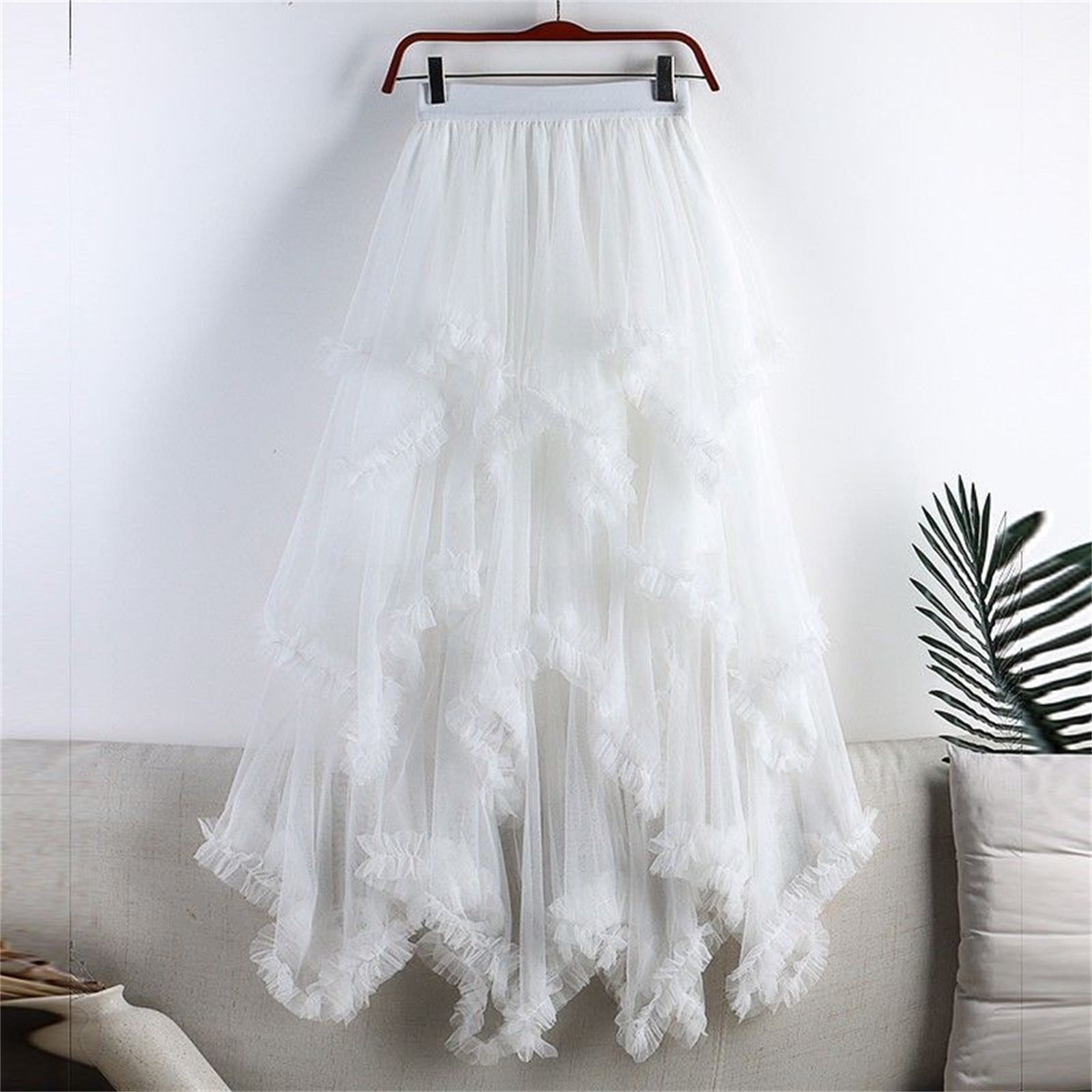 Extra large Hem Multilayer A-Line Mesh Skirt - 8023_PURPLE main image 0