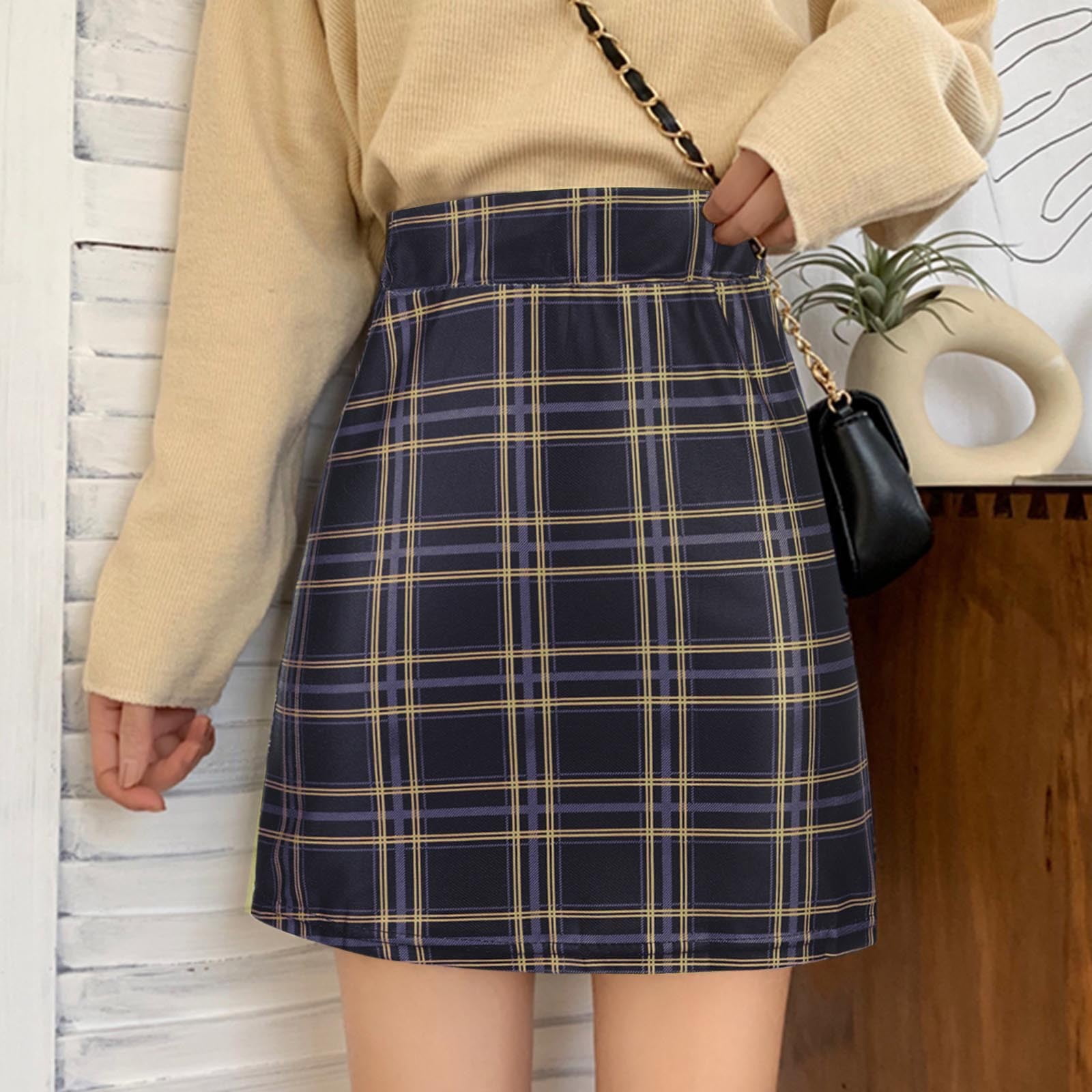 Checkered Skirt With Straps PLAID ASYMMETRIC PLEATED SKIRT – THE 