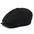 thumbnail image 1 of IDALL Newsboy Cap Beret Hats Autumn/Winter Unisex Linen Octagonal Hat Fashion Painter Hat Solid Color Beret Peaky Blinders Hat Flat Cap Black One Size, 1 of 2