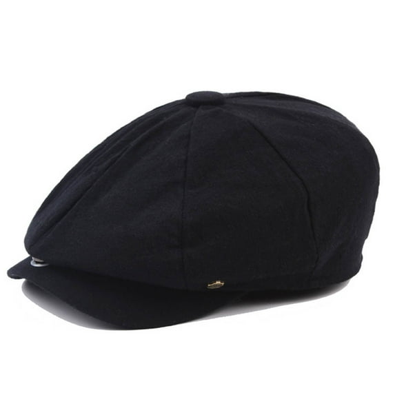 IDALL Newsboy Cap Beret Hats Autumn/Winter Unisex Linen Octagonal Hat Fashion Painter Hat Solid Color Beret Peaky Blinders Hat Flat Cap Black One Size